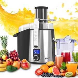 Centrifugal Juicer Machine - LCD Monitor 1100W Juice Maker Extractor, 5-Speed Juice Processor Fruit and Vegetable, 3" Feed Chute Stainless Steel Power Juicer, Easy Clean, BPA Free (Silver)