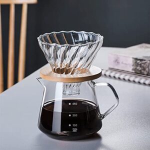cofisuki pour over coffee maker – 600ml glass carafe coffee server with glass coffee dripper/filter, drip coffee maker set for home or office, 1-4 cups