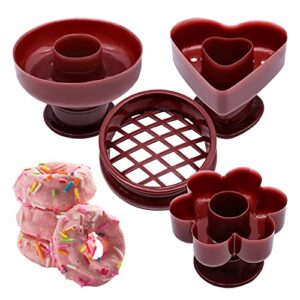 ‘n/a” 4 pack donut maker cutter, creative reusable non-stick doughnut molds, fondant cake bread dessert bakery mould, biscuit stamp mould, home kitchen diy baking tool