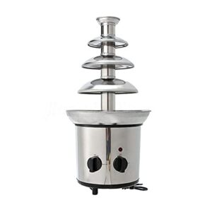 4 tier stainless steel electric chocolate fondue fountain machine 4-pound capacity for chocolate candy butter cheese (4-tier)