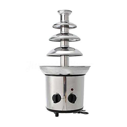 4 Tier Stainless Steel Electric Chocolate Fondue Fountain Machine 4-Pound Capacity for Chocolate Candy Butter Cheese (4-Tier)