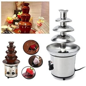 4 Tier Stainless Steel Electric Chocolate Fondue Fountain Machine 4-Pound Capacity for Chocolate Candy Butter Cheese (4-Tier)