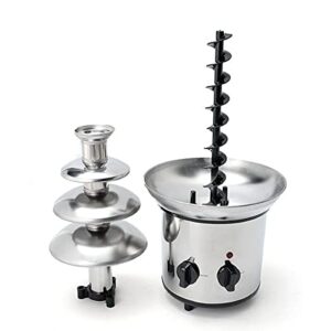 4 Tier Stainless Steel Electric Chocolate Fondue Fountain Machine 4-Pound Capacity for Chocolate Candy Butter Cheese (4-Tier)