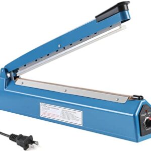 16 inch Impulse Heat Sealer Manual Bags Sealer Heat Sealing Machine Poly Bag Heat Sealer Sealing Machine for Plastic Bags PE PP Bags with Extra Replace Element Grip