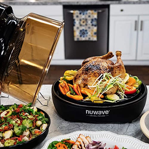NUWAVE PRIMO Air Fryer Toaster Oven with 100 One-Touch Preprogrammed Recipes, Countertop Toaster Oven Convection Top and Grill Bottom for Surround Cooking; Cook Frozen or Fresh; Broil, Bake