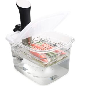 EVERIE Sous Vide Container 12 Quarts with Collapsible Hinge Lid and Removable Built-in Rack Compatible with Anova Nano AN400 and AN500-US00 and Instant Pot and Breville Joule Sous Vide Cooker