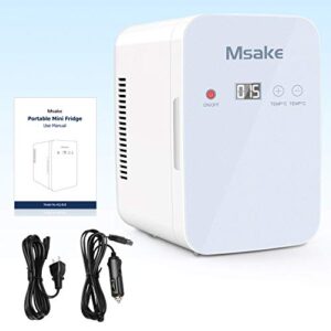 Msake Portable Personal Mini Fridge, 8 Liter Compact Cooler and Warmer Refrigerator for Skincare Medications and Breast Milk Storage, 12V DC/ 110V AC for Home Office and Travel