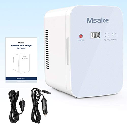 Msake Portable Personal Mini Fridge, 8 Liter Compact Cooler and Warmer Refrigerator for Skincare Medications and Breast Milk Storage, 12V DC/ 110V AC for Home Office and Travel