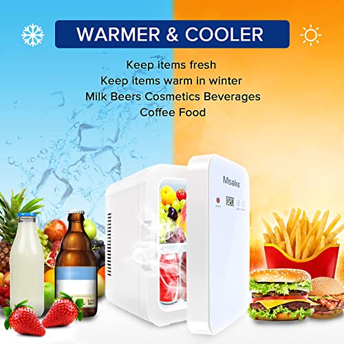 Msake Portable Personal Mini Fridge, 8 Liter Compact Cooler and Warmer Refrigerator for Skincare Medications and Breast Milk Storage, 12V DC/ 110V AC for Home Office and Travel