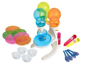 dippin dots frozen dot maker, includes 6 trays, 4 bowls, 4 spoons, 2 pop pens, instructions, enjoy dippin dots at home, use any soda, juice or milk, freezes in 2 hours, easy to use, great gift