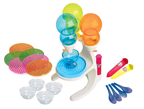 Dippin Dots Frozen Dot Maker, Includes 6 trays, 4 bowls, 4 spoons, 2 pop pens, Instructions, Enjoy Dippin Dots at home, Use any soda, juice or milk, Freezes in 2 hours, Easy to use, Great gift