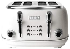 haden 75013 heritage 4 slice toaster, wide slot with removable crumb tray and settings, ivory