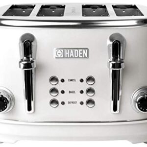 Haden 75013 Heritage 4 Slice Toaster, Wide Slot with Removable Crumb Tray and Settings, Ivory