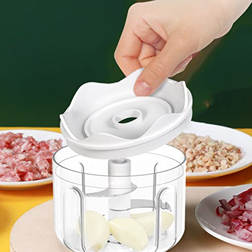 Pogeair White 3 CUP Cordless Mini Food Chopper,Small Food Processor for Garlic,Nut,Meat(100+250+350ML)