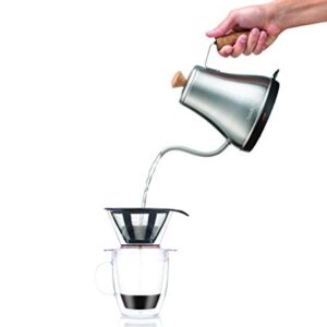 Bodum Pour Over Coffee Dripper Set With Double Wall Mug and Permanent Filter, 12 Ounce, Clear