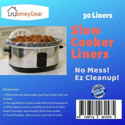 30 Count Large Crock Pot & Slow Cooker Liners - 22”x12” 3 to 7 Quart Easy Clean Up Plastic Bags for Crockpot, Aluminum Cooking Trays, Pans - Non-Stick & Oven/Microwave Safe - by HomeyGear