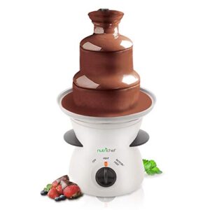 nutrichef 3 tier fondue fountain-electric stainless choco dipping warmer machine, keep warm-for melted chocolate, candy, butter, cheese, caramel, white, one size