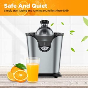 Ainclte Electric Citrus Juicer Squeezer Stainless Steel 150 Watts of Power for Orange Lemon Lime Grapefruit Juice with Soft Rubber Grip, Filter and Anti-drip Spout Lock - Black, Black/Stainless Steel