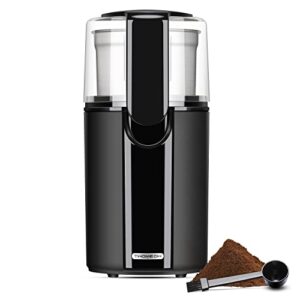 twomeow electric coffee grinder for beans, spices and herb, stainless steel blades, 1 removable stainless steel bowls, makes up to 9 cups, black