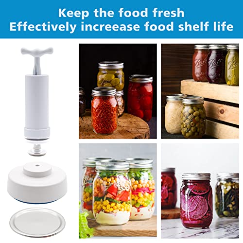 Mason Jar Vacuum Sealer,Vacuum Sealing Kit for Wide-Mouth & Regular-Mouth Mason Jars,With Jar Attachment-Adapter Hose-Vacuum Bag and Manual Vacuum Pump,Compatible With Most Brands of Vacuum Machines