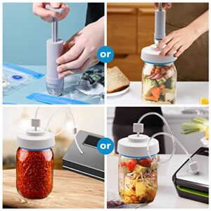 Mason Jar Vacuum Sealer,Vacuum Sealing Kit for Wide-Mouth & Regular-Mouth Mason Jars,With Jar Attachment-Adapter Hose-Vacuum Bag and Manual Vacuum Pump,Compatible With Most Brands of Vacuum Machines