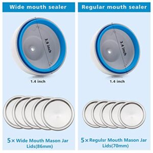 Mason Jar Vacuum Sealer,Vacuum Sealing Kit for Wide-Mouth & Regular-Mouth Mason Jars,With Jar Attachment-Adapter Hose-Vacuum Bag and Manual Vacuum Pump,Compatible With Most Brands of Vacuum Machines