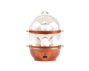 copper chef want the secret to making perfect eggs & more c electric cooker set-7 or 14 capacity. hard boiled, poached, scrambled eggs, or omelets automatic shut off, 7.5 x 6.7 x 7.5 inches, rojo