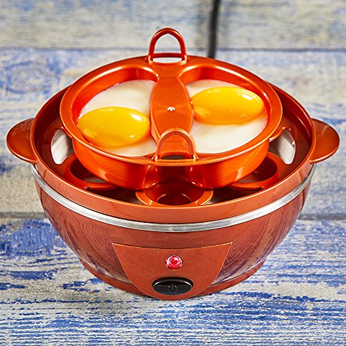 Copper Chef Want The Secret to Making Perfect Eggs & More C Electric Cooker Set-7 or 14 Capacity. Hard Boiled, Poached, Scrambled Eggs, or Omelets Automatic Shut Off, 7.5 x 6.7 x 7.5 inches, Rojo