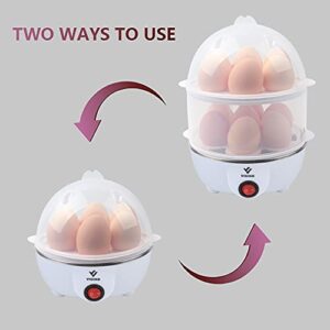 VIGIND Electric Egg Cooker Boiler Maker Soft, Medium or Hard Boil, 14 Egg Capacity Two Layer Egg Maker,Egg Steamer,With Automatic Shut Off, Egg Slicer And Stainless Steel Bowl included,Noise Free