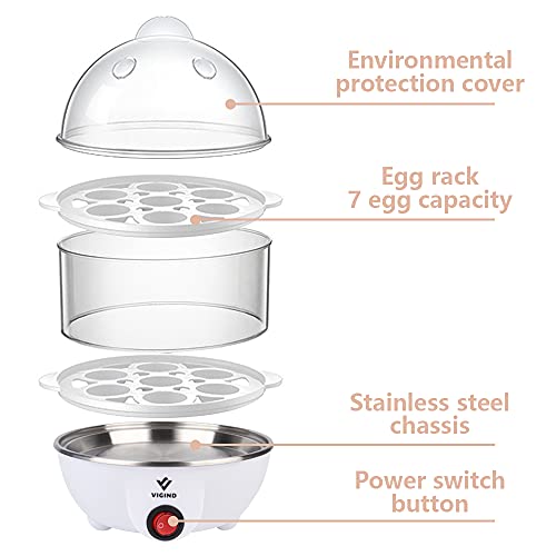 VIGIND Electric Egg Cooker Boiler Maker Soft, Medium or Hard Boil, 14 Egg Capacity Two Layer Egg Maker,Egg Steamer,With Automatic Shut Off, Egg Slicer And Stainless Steel Bowl included,Noise Free