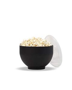 w&p microwave silicone popcorn popper maker | black | collapsible bowl w/ built in measuring cup, bpa free, eco-friendly, waste free, 9.3 cups of popped popcorn