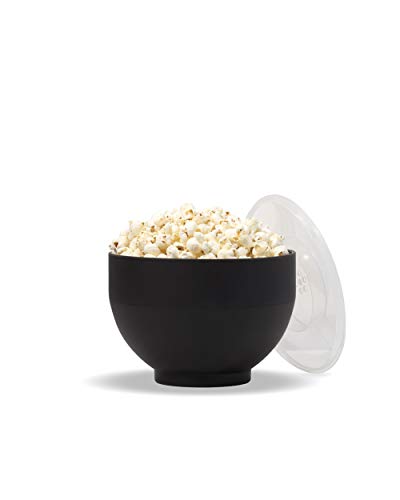 W&P Microwave Silicone Popcorn Popper Maker | Black | Collapsible Bowl w/ Built In Measuring Cup, BPA Free, Eco-Friendly, Waste Free, 9.3 Cups of Popped Popcorn