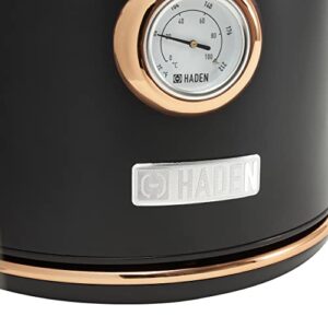 Haden 75070 DORSET 1.7 Liter Stainless Steel Retro Electric Kettle with Auto Shut-Off and Boil-Dry Protection, Black/Copper