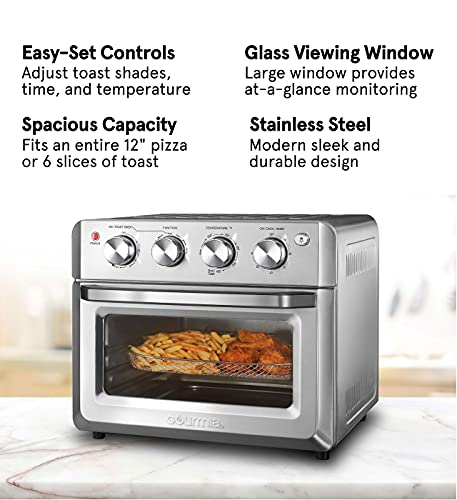 Gourmia Toaster Oven Air Fryer Combo 7-in-1 cooking functions 1550 watt air fryer oven 19.8L capacity air fryer accessories included convection toaster oven rack, air fryer basket GTF7580