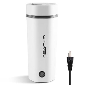 wtjmov portable electric kettle for travel, travel kettle electric small stainless steel, portable fast water boiler automatic shut-off 350ml mini cup (white)