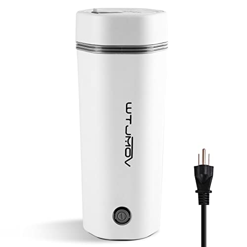 WTJMOV Portable Electric Kettle for Travel, Travel Kettle Electric Small Stainless Steel, Portable Fast Water Boiler Automatic Shut-Off 350ML Mini Cup (White)