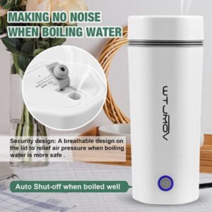 WTJMOV Portable Electric Kettle for Travel, Travel Kettle Electric Small Stainless Steel, Portable Fast Water Boiler Automatic Shut-Off 350ML Mini Cup (White)