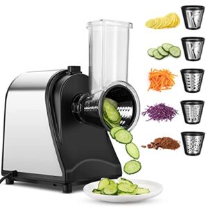 electric cheese grater 250w salad maker 5-in-1 professional electric slicer/shredder one-touch control powerful electric grater for fruits and vegetables, cheese