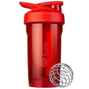 blenderbottle strada shaker cup perfect for protein shakes and pre workout, 24-ounce, red