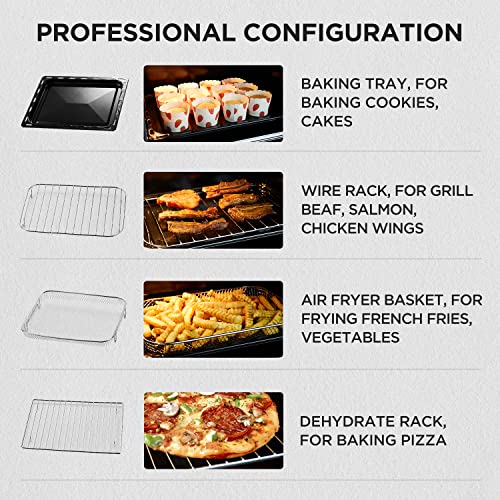 Neretva Air Fryer Toaster Oven Large 21 QT, 5 In 1 Countertop Oven, Fit 8" Pizza Convection Air Fryers Oven for Family, Include 6 Accessories & Cookbook, Stainless Steel, ETL Certified, Vintage Green