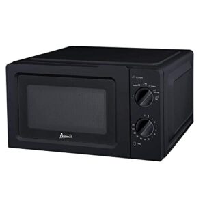 avanti mm07k1b microwave oven 700-watts compact mechanical with 5 power settings, defrost, full range temperature control and glass turntable, black