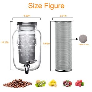 1 Gallon Cold Brew Coffee Maker,Cold Brew Pitcher & Tea Infuser With Stainless Steel Spigot And Filter,Large Glass Drink Beverage Dispenser 100% Leak-Proof And Drip-Free Iced Coffee Maker