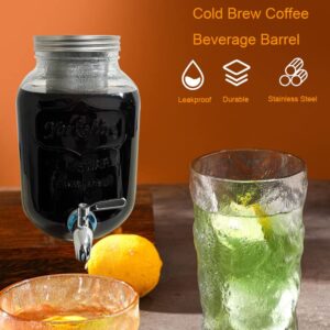 1 Gallon Cold Brew Coffee Maker,Cold Brew Pitcher & Tea Infuser With Stainless Steel Spigot And Filter,Large Glass Drink Beverage Dispenser 100% Leak-Proof And Drip-Free Iced Coffee Maker