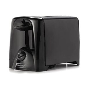 Dominion 2-Slice Toaster with Shade Control, Slide-Out Crumb Tray, Auto-Shutoff, Faster Heating Speed, Toast Lift, Second Generation, Black