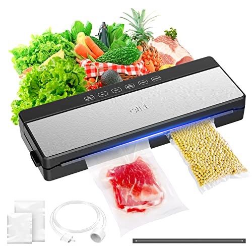 Vacuum Sealer Machine for Food Saver, Full Automatic Food Sealer With Built-in Cutter &Vacuum Sealers Bags, Food Preservation Dry/Moist/External Vacuum System Modes for All Saving Needs Starter Kit