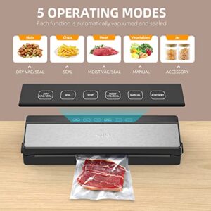 Vacuum Sealer Machine for Food Saver, Full Automatic Food Sealer With Built-in Cutter &Vacuum Sealers Bags, Food Preservation Dry/Moist/External Vacuum System Modes for All Saving Needs Starter Kit