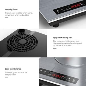 VBGK Double Induction Cooktop, 4000W Portable Induction Cooktop with induction burner,with LCD Touch Screen 9 Levels Settings with Child Safety Lock & Timer 110V 2 burner induction cooktop