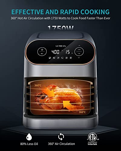 9-Quart 6-in-1 Electric Hot Air Fryer Oven, Large Family Size Oilless Cooker with LCD Touch Control Panel and Nonstick Basket - ETL Certified, 1750W