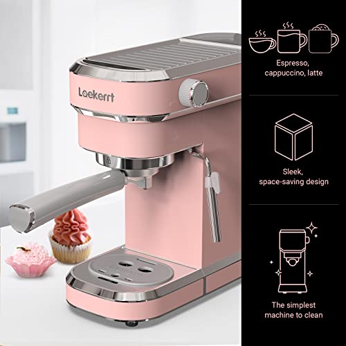 Laekerrt Espresso Machine 20 Bar Espresso Maker CMEP01 with Milk Frother Steam Wand, Professional Expresso Machine for Cappuccino and Latte (Pink) Gift for Coffee Lovers, Girl Friend, Daughter, Mom