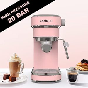 Laekerrt Espresso Machine 20 Bar Espresso Maker CMEP01 with Milk Frother Steam Wand, Professional Expresso Machine for Cappuccino and Latte (Pink) Gift for Coffee Lovers, Girl Friend, Daughter, Mom